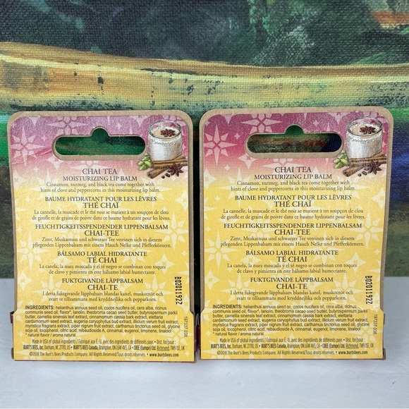 Burt’s Bees Limited Edition Chai Tea Moisturizing Lip Balm 2pc - Picture 4 of 5